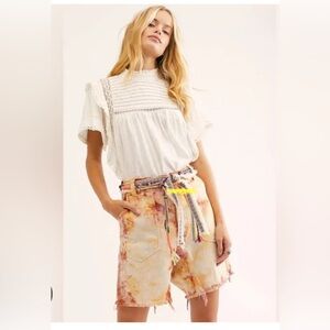 We The Free People She’s  a Legend Tie-Dye Denim Bermuda Shorts Size 2